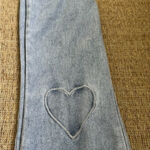 Light Blue Heart Embroidered Women Jeans